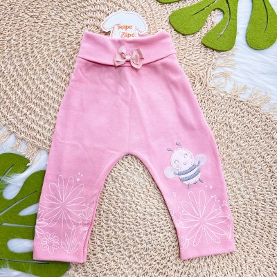 Kit 3 Calças - Abelha Fofa - Rosa chiclete, Off White e Rosa bebe